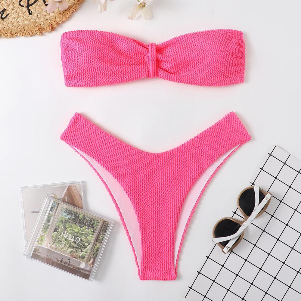 ピンクカラーのバンドゥブラジリアンビキニセット