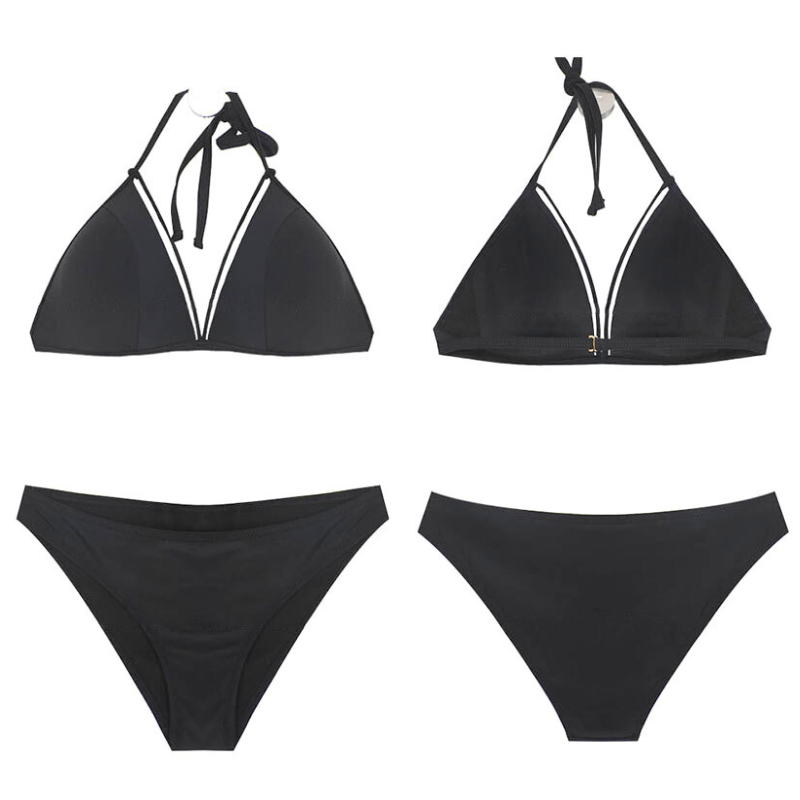 フロントライン入りブラックビキニ上下セットの商品単体画像