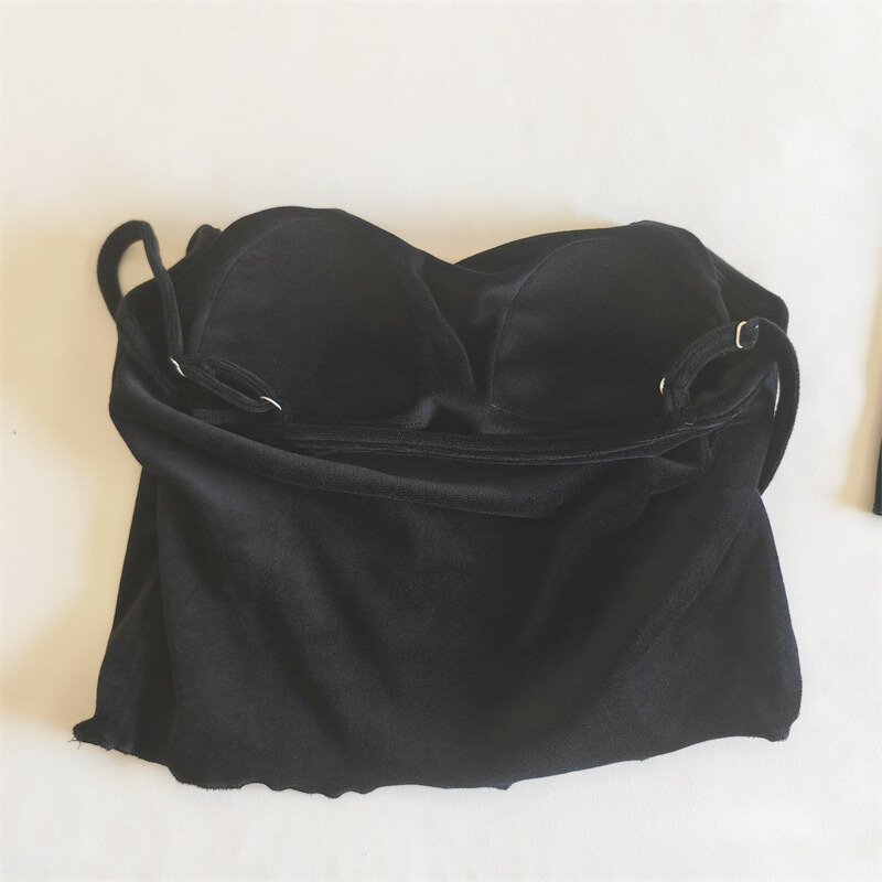 ブラックベロアカップ付きキャミソール単品画像｜部屋着 男ウケアイテム
