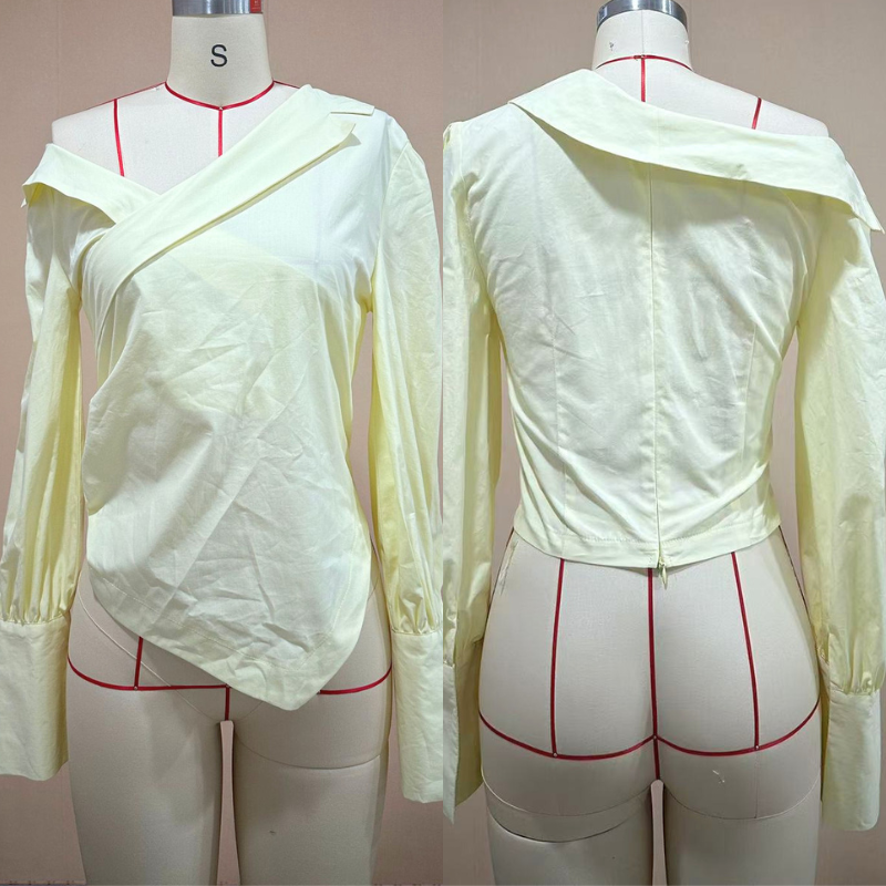 アシンメトリーカシュクールトップス