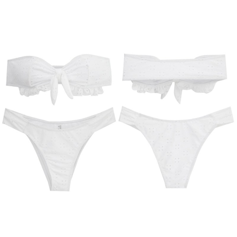 刺繍レースバンドゥビキニ セット平置き