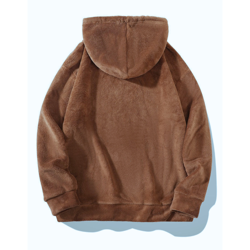ブラウンの裏起毛パーカー単品（背面）
