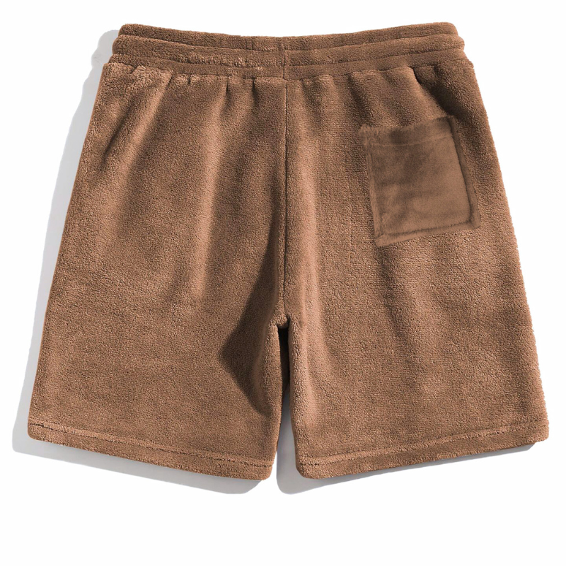 ブラウンの裏起毛ショートパンツ背面