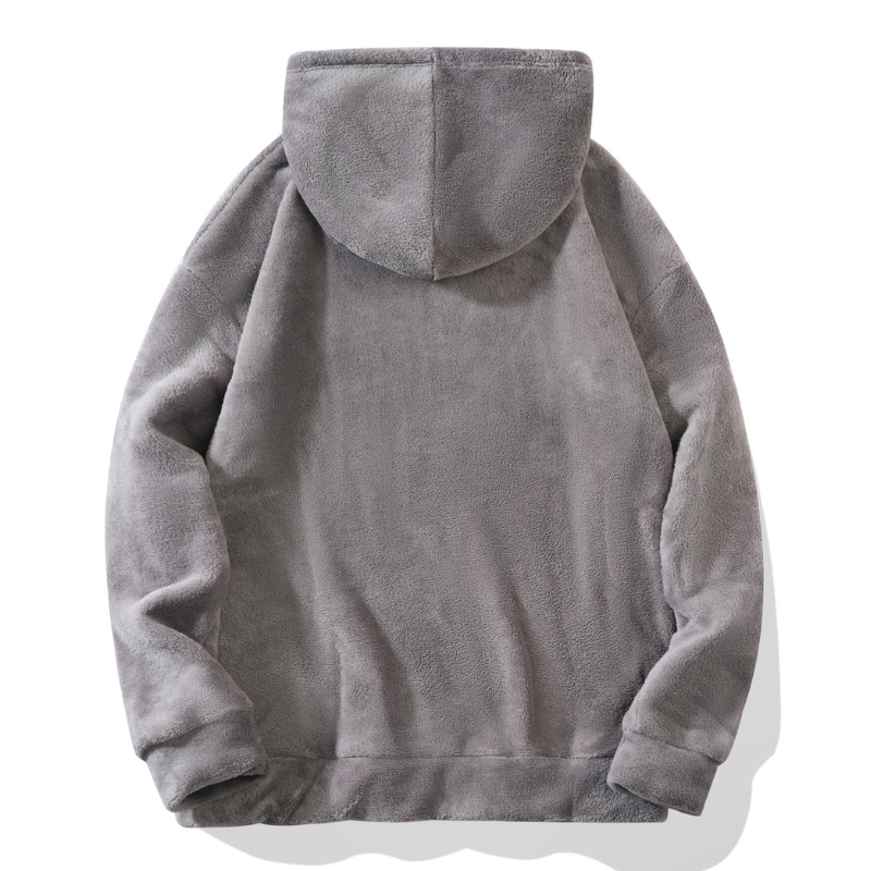 グレーの裏起毛パーカー単品（背面）