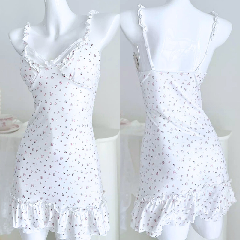 小花柄ベビードール 前後デザイン比較