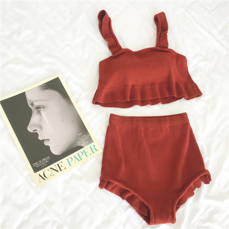 フリルショートトップス水着 フラットレイ