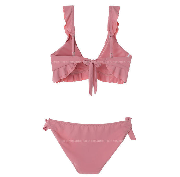 フリルVネックトップとリボンショーツのビキニセット（背面）