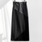 黒のレザー切り替えハイウエストロングスカートの商品画像