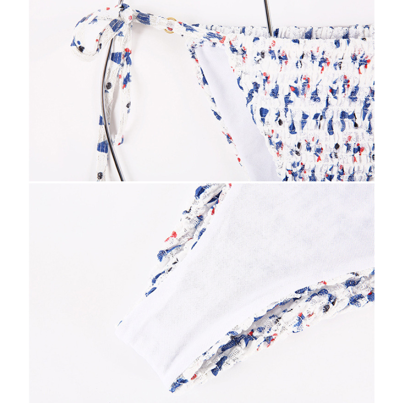 小花柄プリントの柔らかなビキニ生地感