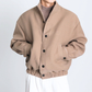30代メンズ向けウールライクスタンドカラーブルゾン ベージュ 秋冬コーデに最適な上品アウター