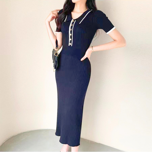 ブラックのニットワンピで大人の夏コーデ｜清楚感と落ち着きのある印象に