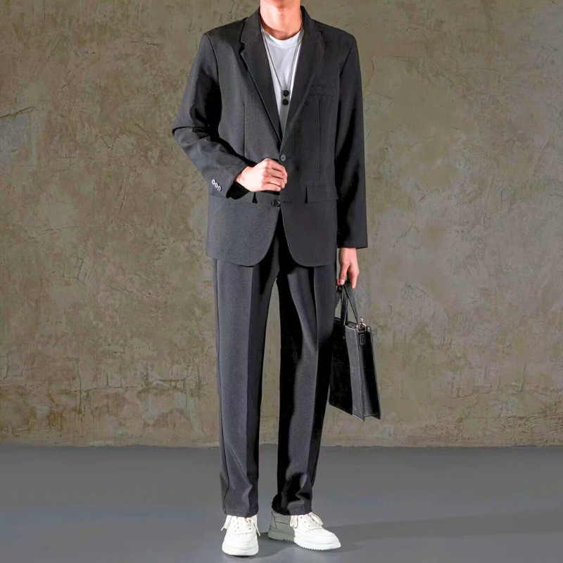 ブラック テーラードセットアップ メンズ ちょいワル