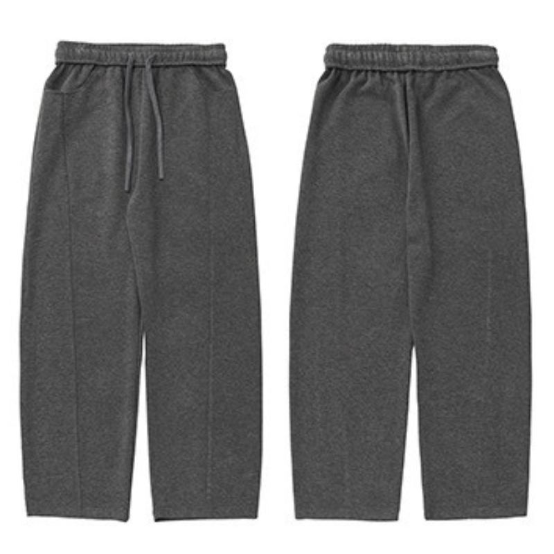 チャコールグレーのワイドスウェットパンツの前後画像｜後ろ姿まで美シルエット