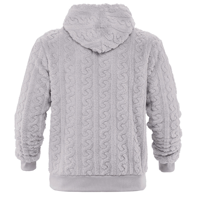 ディスプレイ用フリースパーカー背面｜毛並みの流れが美しく高級感のある仕上がり（グレー）