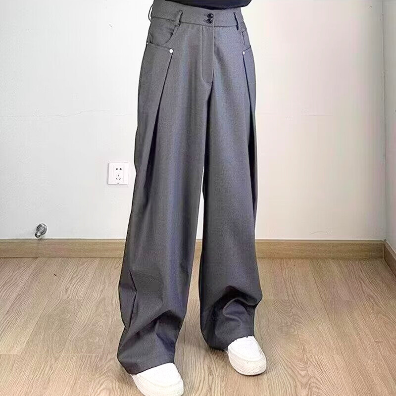 タックワイドシルエットパンツ グレー メンズ