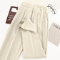 春夏アイボリー テーパードパンツ メンズ向け 素材ディテール
