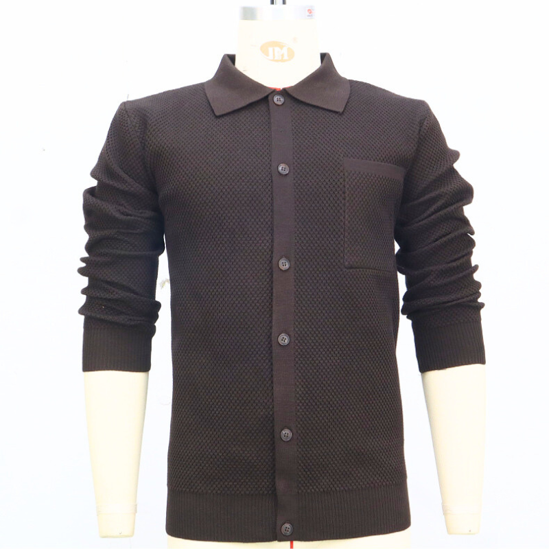 襟付きニットカーディガン ブラウン トルソー