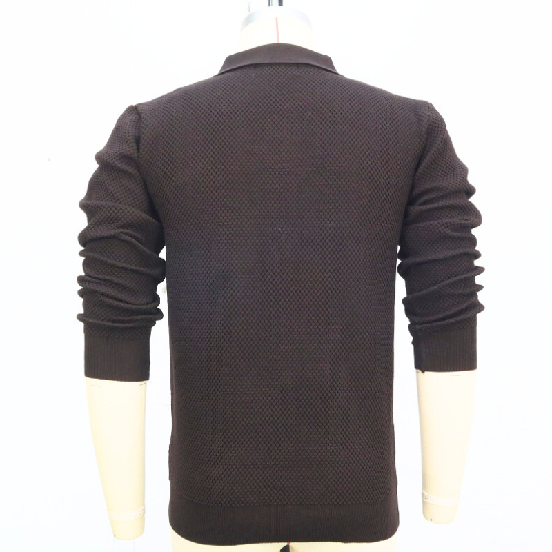 襟付きニットカーディガン ブラウン 背面 トルソー