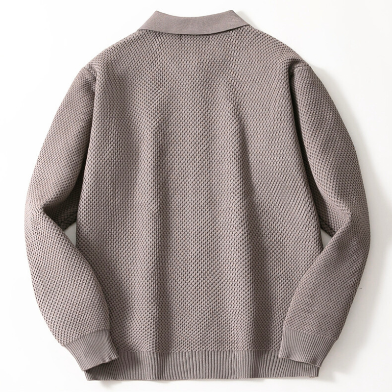 襟付きニットカーディガン グレー 背面シルエット