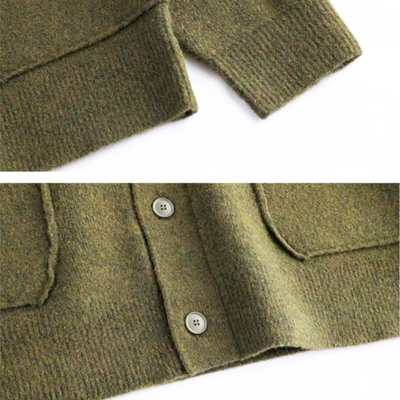 春秋冬向け肉厚起毛ニットカーデジャケットの生地アップ