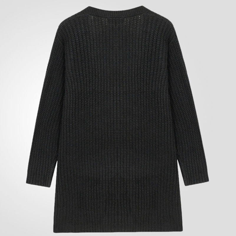 ローゲージロングニットカーディガン ブラック バックスタイル