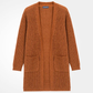 ローゲージロングニットカーディガン キャメル フロント