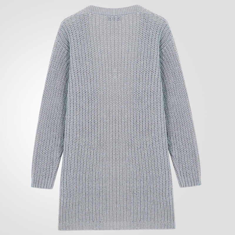 ローゲージロングニットカーディガン グレー バックスタイル