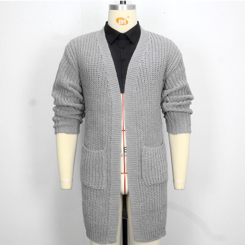 ローゲージロングニットカーディガン グレー マネキン着用