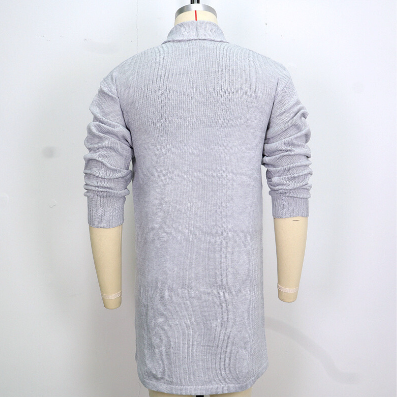 ロング丈ニットカーディガン グレー 背面シルエット