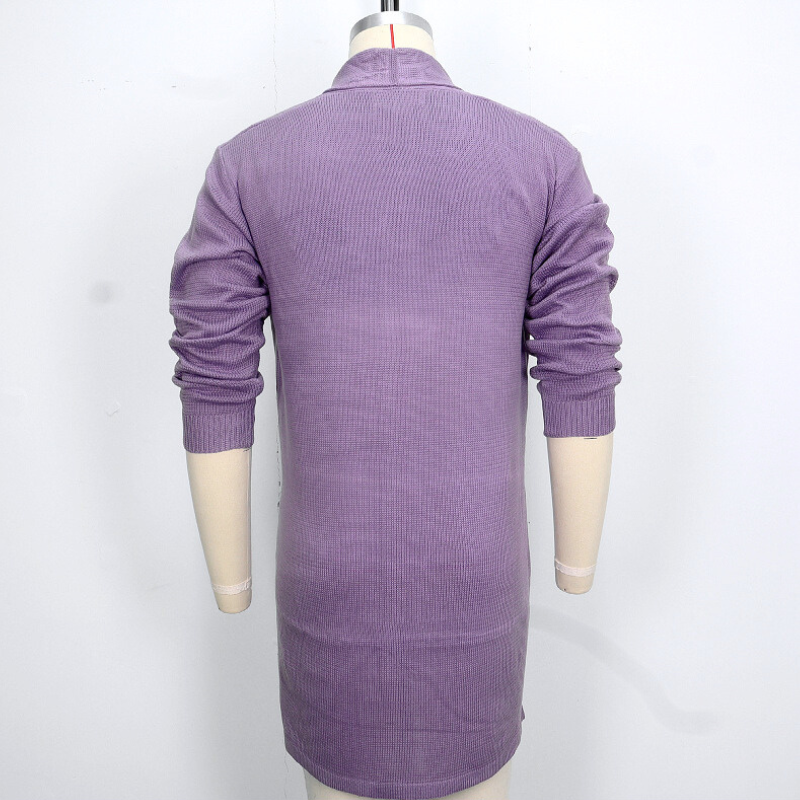 ロング丈ニットカーディガン ラベンダー 背面シルエット