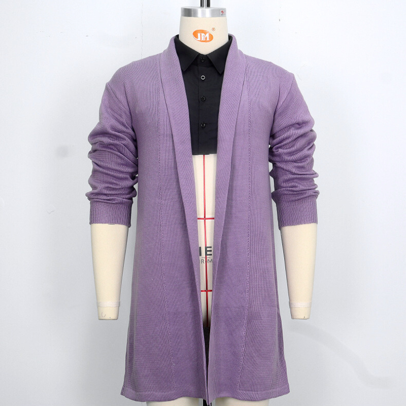 ロング丈ニットカーディガン ラベンダー 正面デザイン