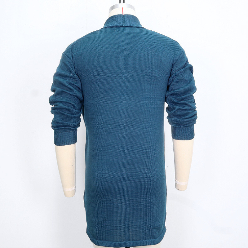 ロング丈ニットカーディガン ネイビー 背面シルエット