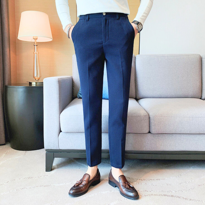 ネイビーワッフルパンツ｜清潔感と上品さを両立
