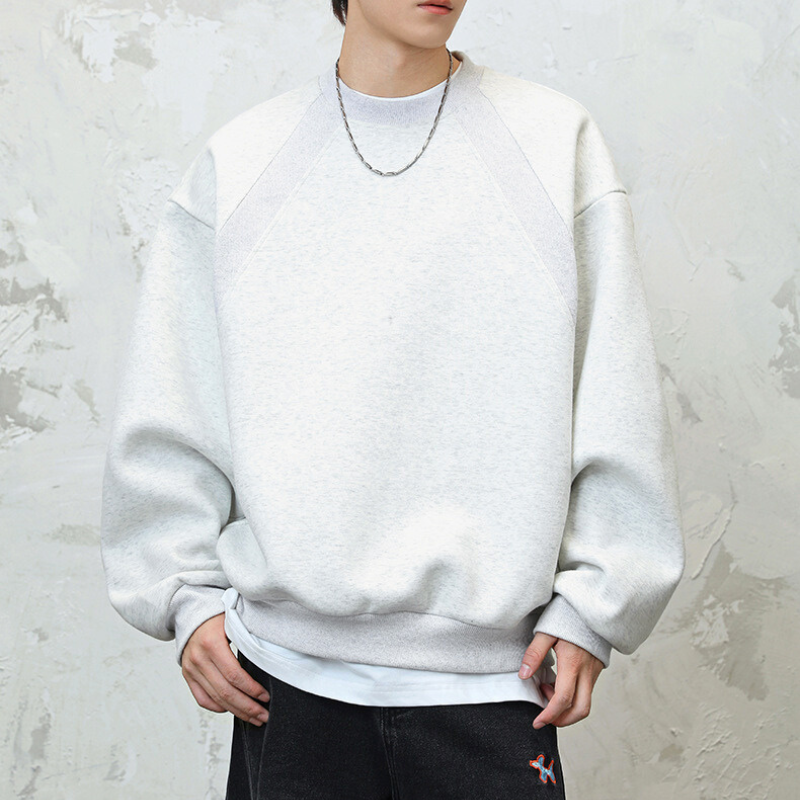メンズオーバーサイズスウェット ライトグレー 着用アップ