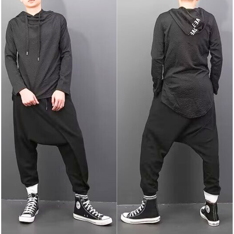 MOYURU 萌　変形サルエルパンツ　アシンメトリー　ウエストゴム　M〜L MOYURU 萌 変形サルエルパンツ アシンメトリー ウエストゴム M〜L