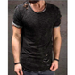 ダメージ加工スラブTシャツ メンズ｜ブラックの着用イメージ