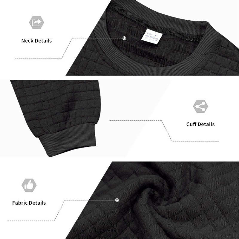 ブラックスウェットの生地アップ｜立体感ある質感で上品な大人の印象に