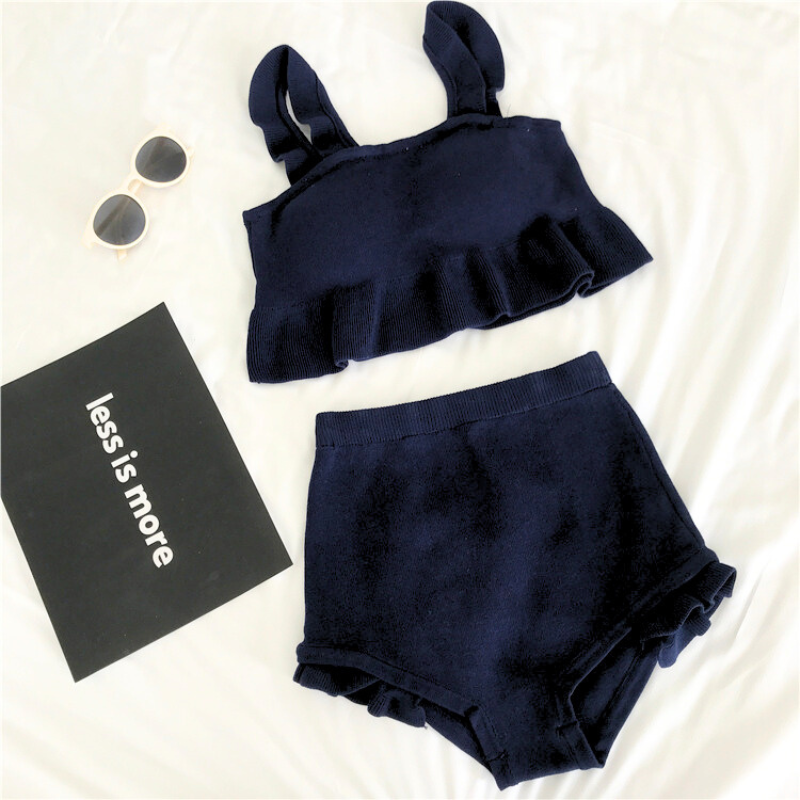 ネイビーカラー タンキニ風セパレート水着 フラットレイ