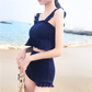 ネイビーカラーのタンキニ風セパレート水着 着用