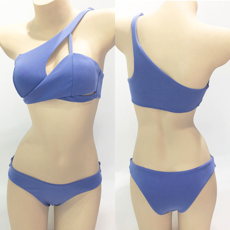ワンショルダービキニ トルソー 正面 背面ブルー