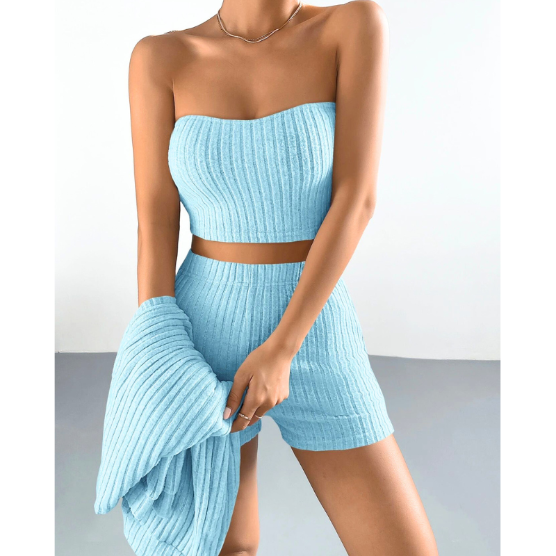 リブ素材チューブトップのディテール