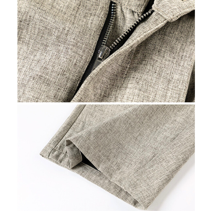 ファスナー部分と裾の詳細（ライトベージュ）