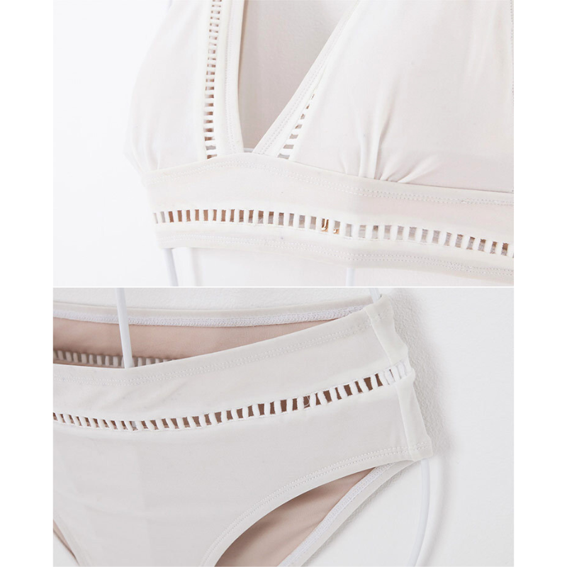 ホワイトビキニショーツの縁デザインと素材感