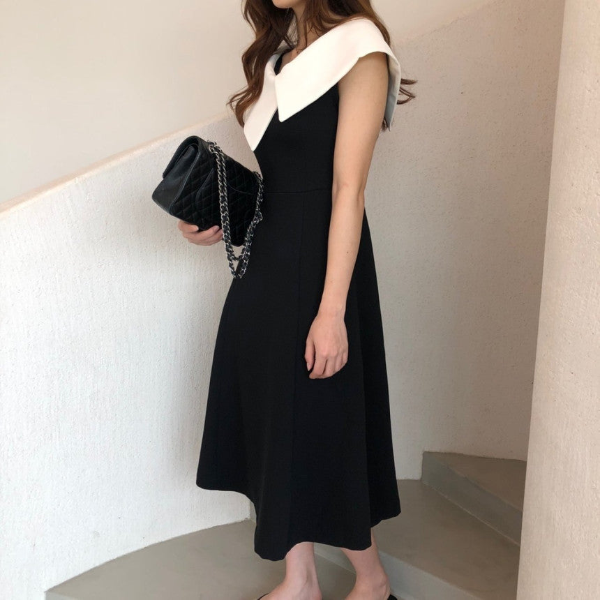 アシンメトリービックカラーフレアワンピース 彼ウケ抜群の夏デート服