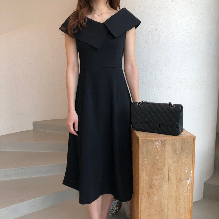 アシンメトリービックカラーフレアワンピース 彼ウケ抜群の夏デート服